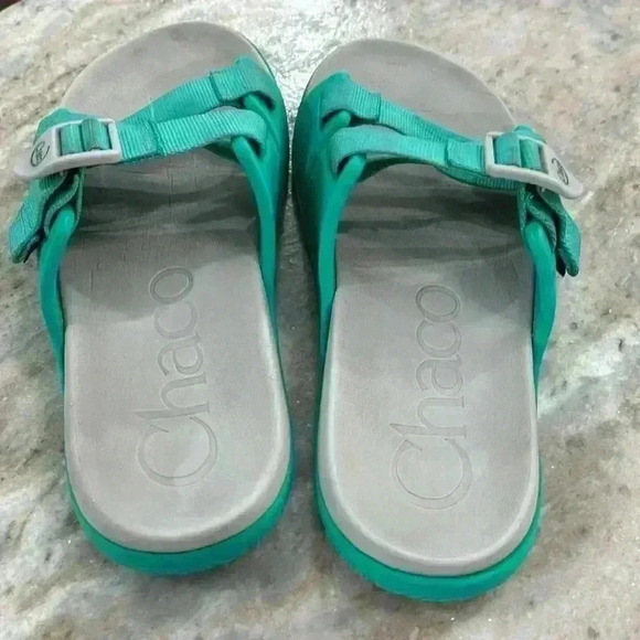 Chaco women’s chillos slide adjustable strap sandals teal & gray size 7 - Picture 5 of 12